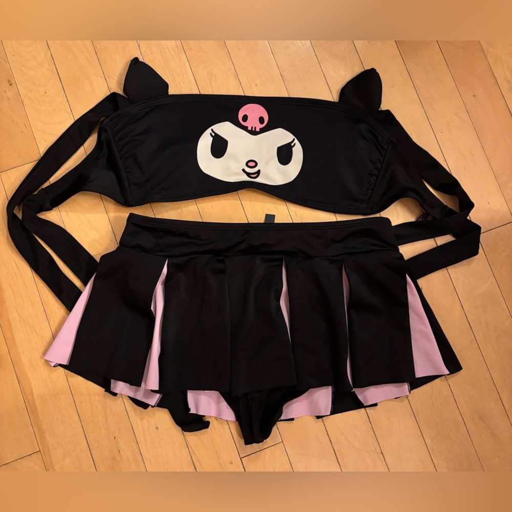 Black and Pink Kuromi Bathing Suit